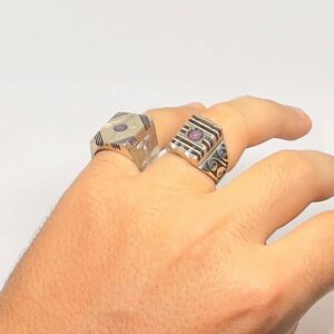 Antique Tuareg Silver Ring Set: Berber Tribal Jewelry, Sizes US 10.5/12