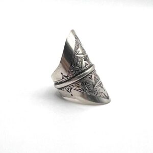 Vintage Handmade Tuareg Sterling Silver Ring: Berber Tribal Gypsy Ethnic African Jewelry, US Size 11 / FR Size 64