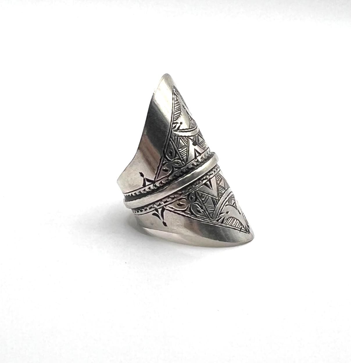 Vintage Handmade Tuareg Sterling Silver Ring: Berber Tribal Gypsy Ethnic African Jewelry, US Size 11 / FR Size 64