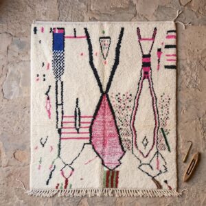 Rose Pink Azilal Amazigh Rug, Hand Knotted Wool Tribal Carpet, Feminine Boudoir Shag