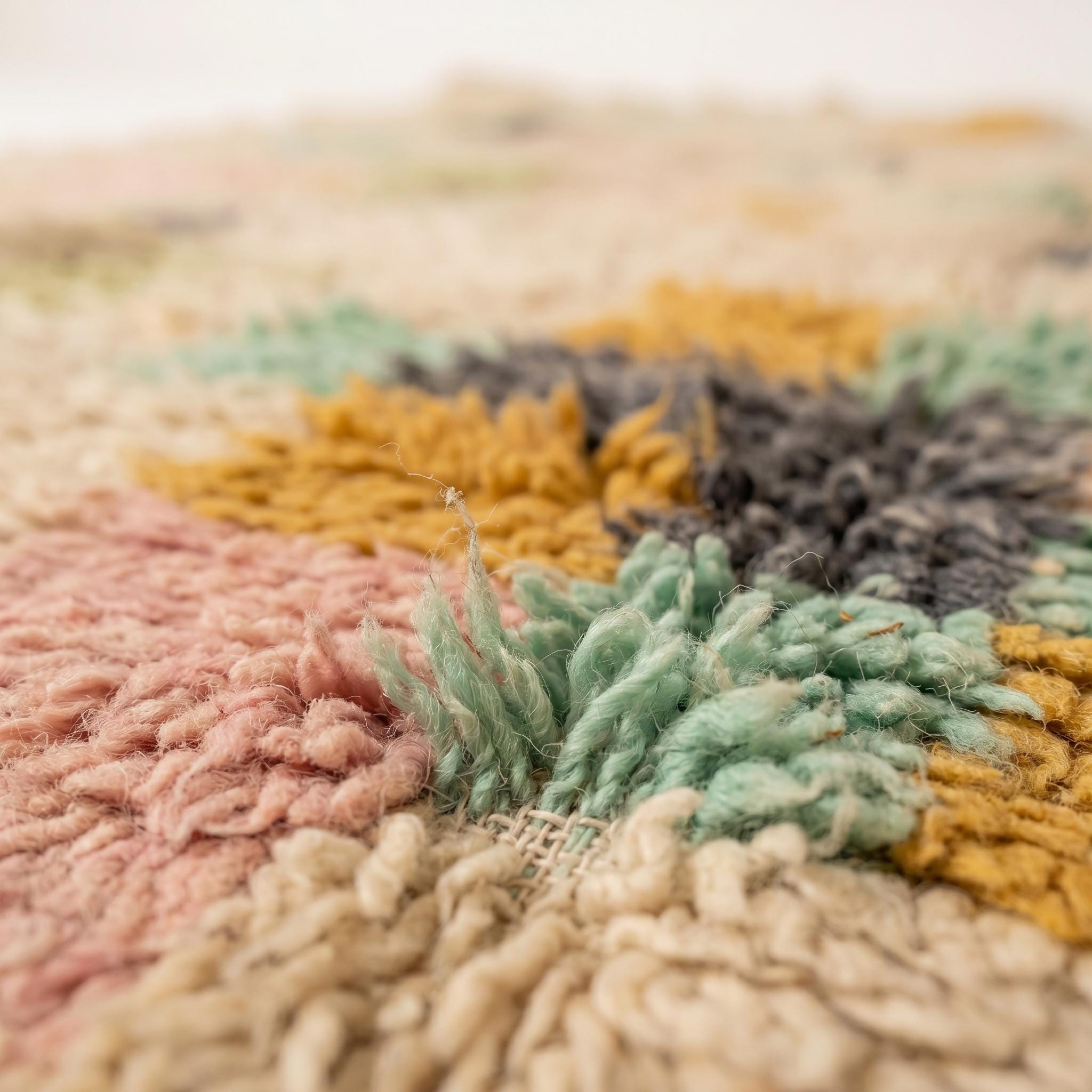 Azilal Rug - Handmade Wool Rug - Pastel Abstract Berber Carpet - 8x5 Boho Area Rug - One of a Kind Rug