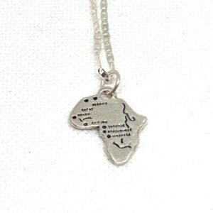 Africa Map Pendant Necklace in Sterling Silver 925 : African Pride, Handmade Kabyle Berber Jewelry