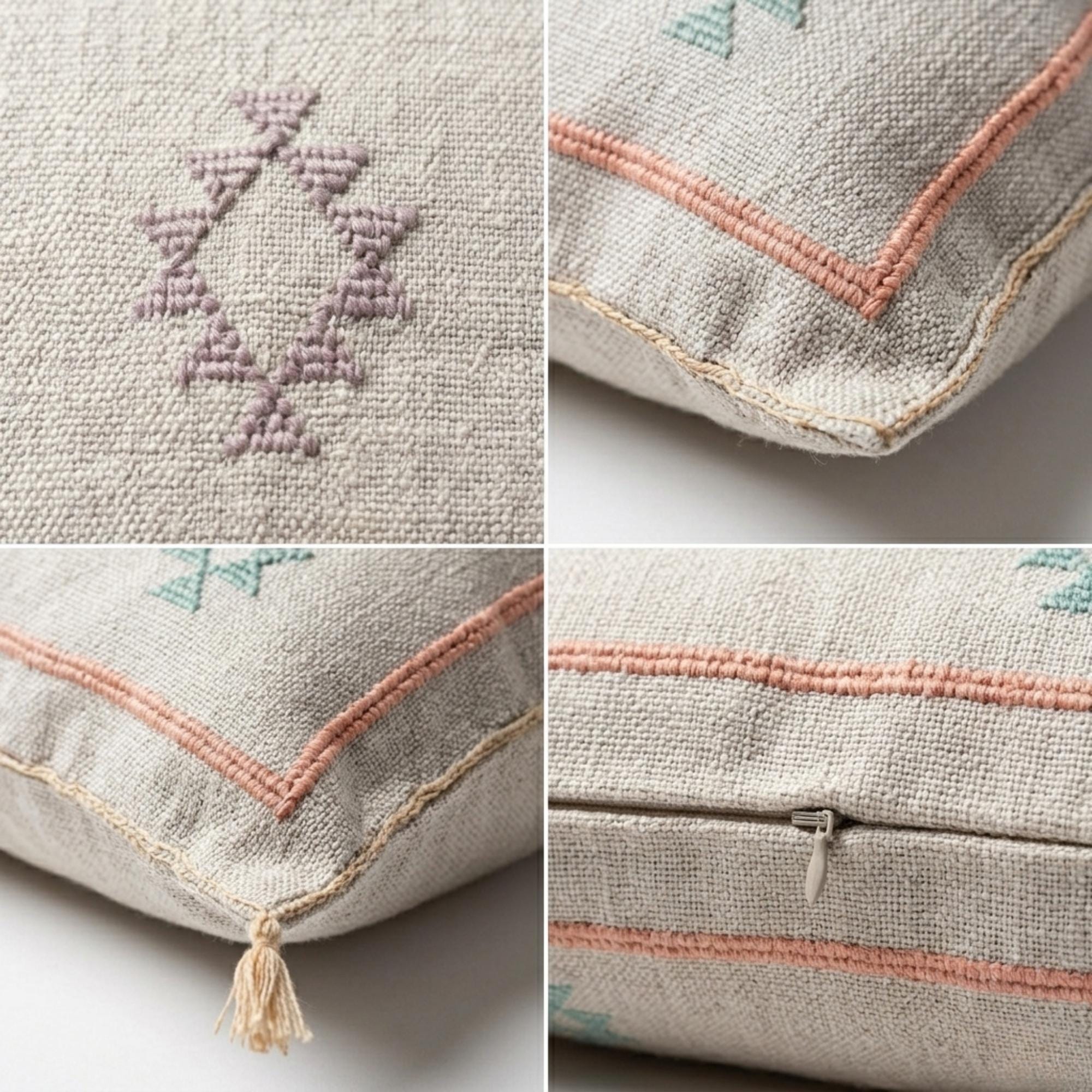Berber Off-White Cactus Silk Handmade Sabra Cushion Pillow