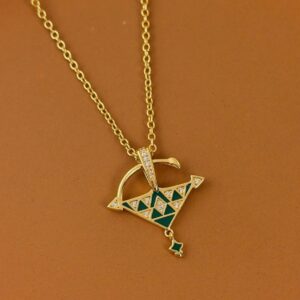 Amazigh 18K Gold Vermeil Tizerzit Pendant Green Necklace