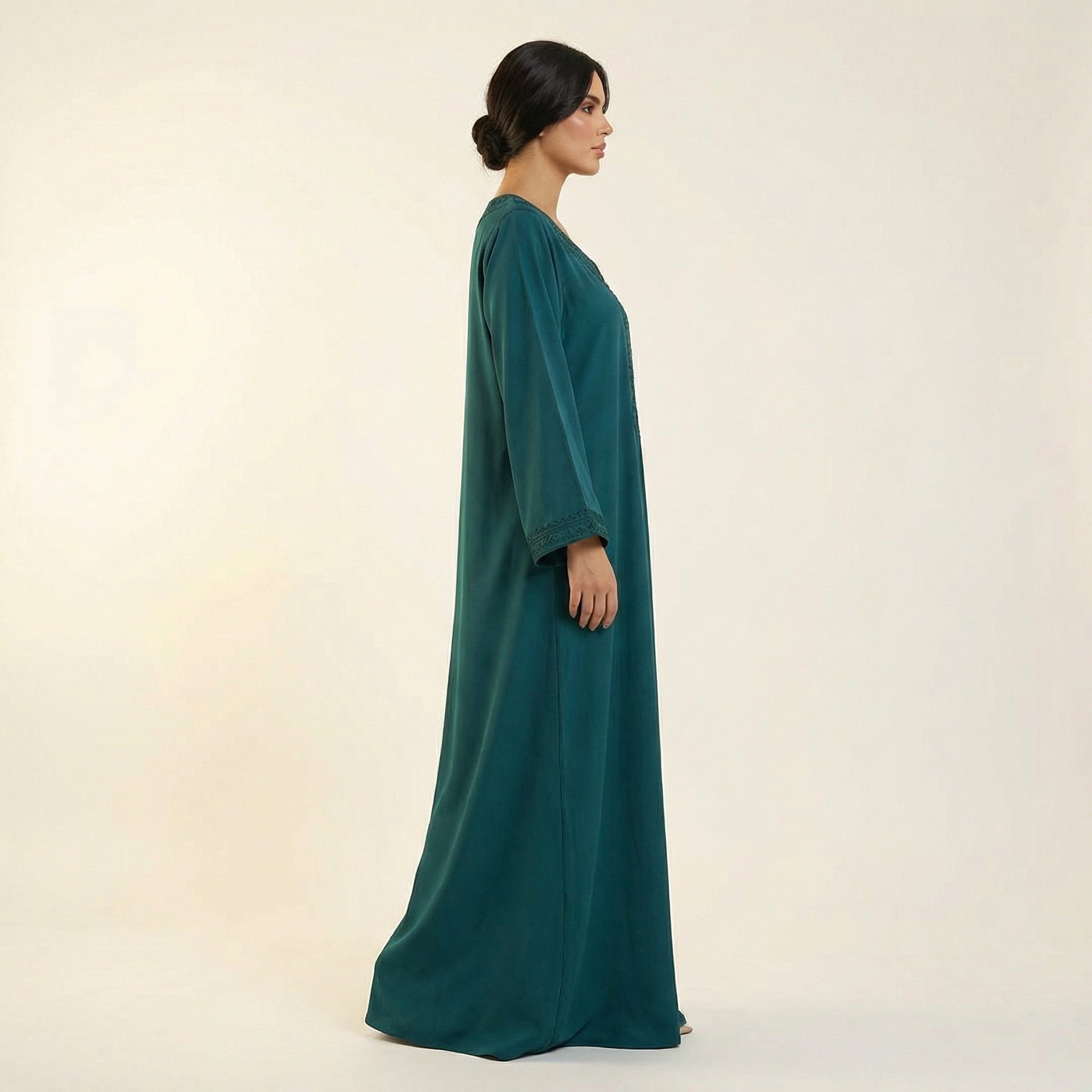 Gandoura Dress - Aakad Button Embroidered Comfort Style
