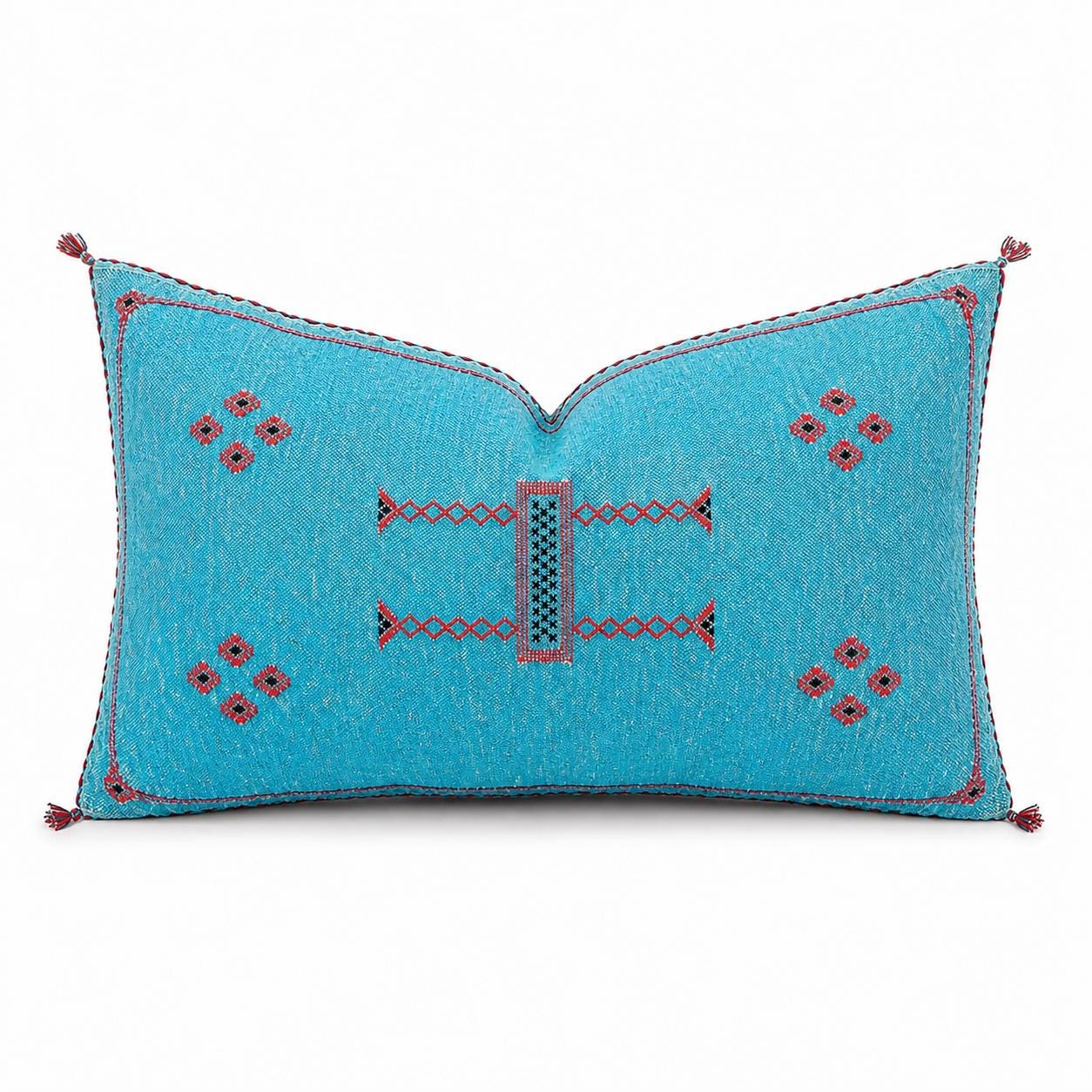 Amazigh Cactus Silk Cover 12x20 Handmade Lumbar Pillow