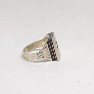 Tuareg Sterling Silver Ring with Chevron Bead - Size 12