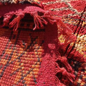 Vintage Rug 5x4 ft - Red Tribal Wool Rug - Antique Berber Carpet - Boho Living Room Rug - Rehamna Area Rug - One of a Kind