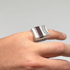 Tuareg Ebony Wood Sterling Silver Ring: Handmade Berber Jewelry, Size 9 US