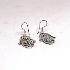 Sterling Silver Hamsa Hand Bohemian Earrings: Berber Evil Eye Protection Jewelry