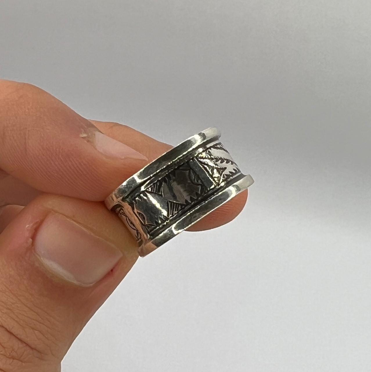 Handmade Sterling Silver Tuareg Ring: Amazigh Berber Gothic Rock Tribal Jewelry