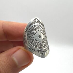 Handmade Sterling Silver Tuareg Ring: Tribal Engraved Boho Ethnic Jewelry (Size 8)