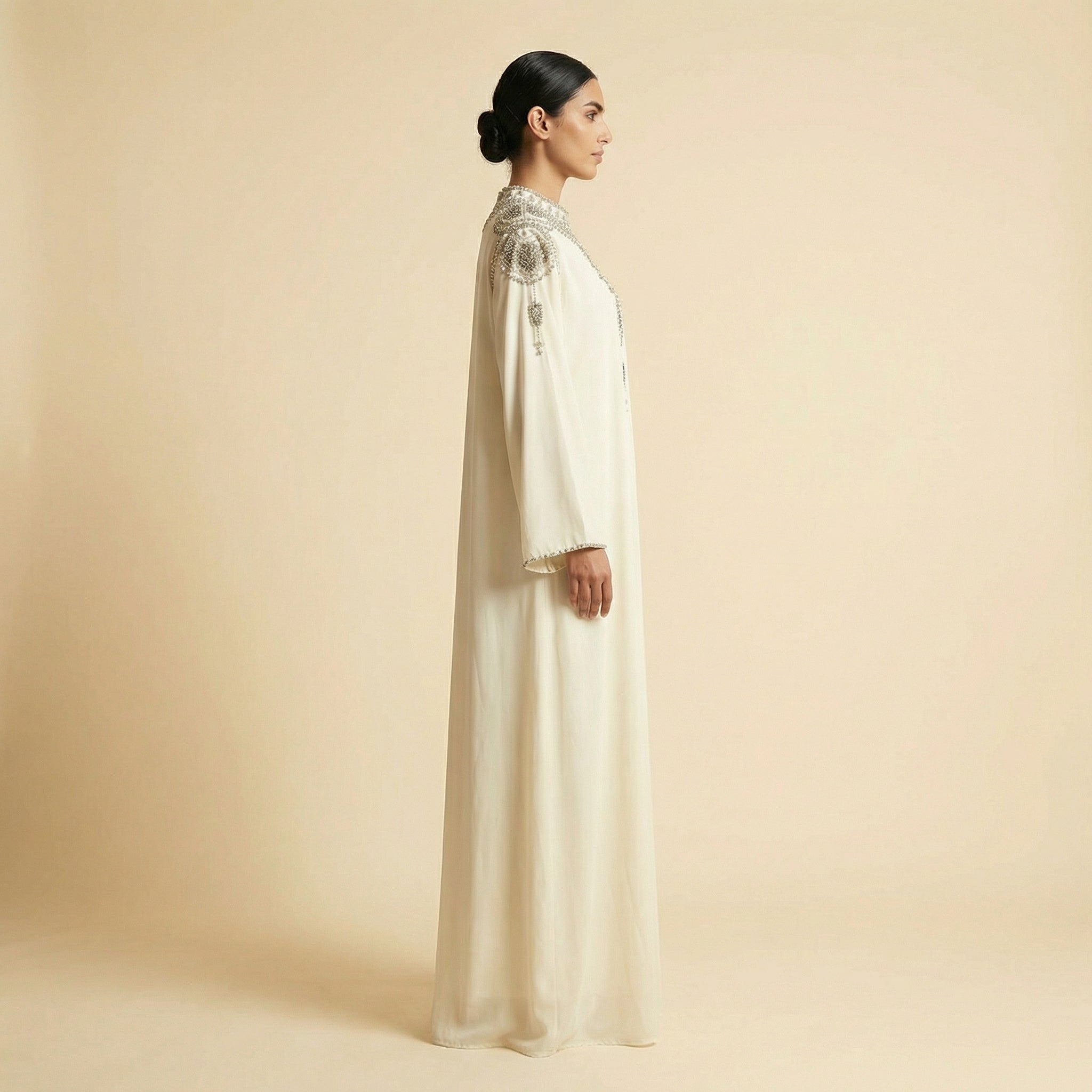 Abaya Dress - Ivory Crystal Gulf Elegance - Product Image 2
