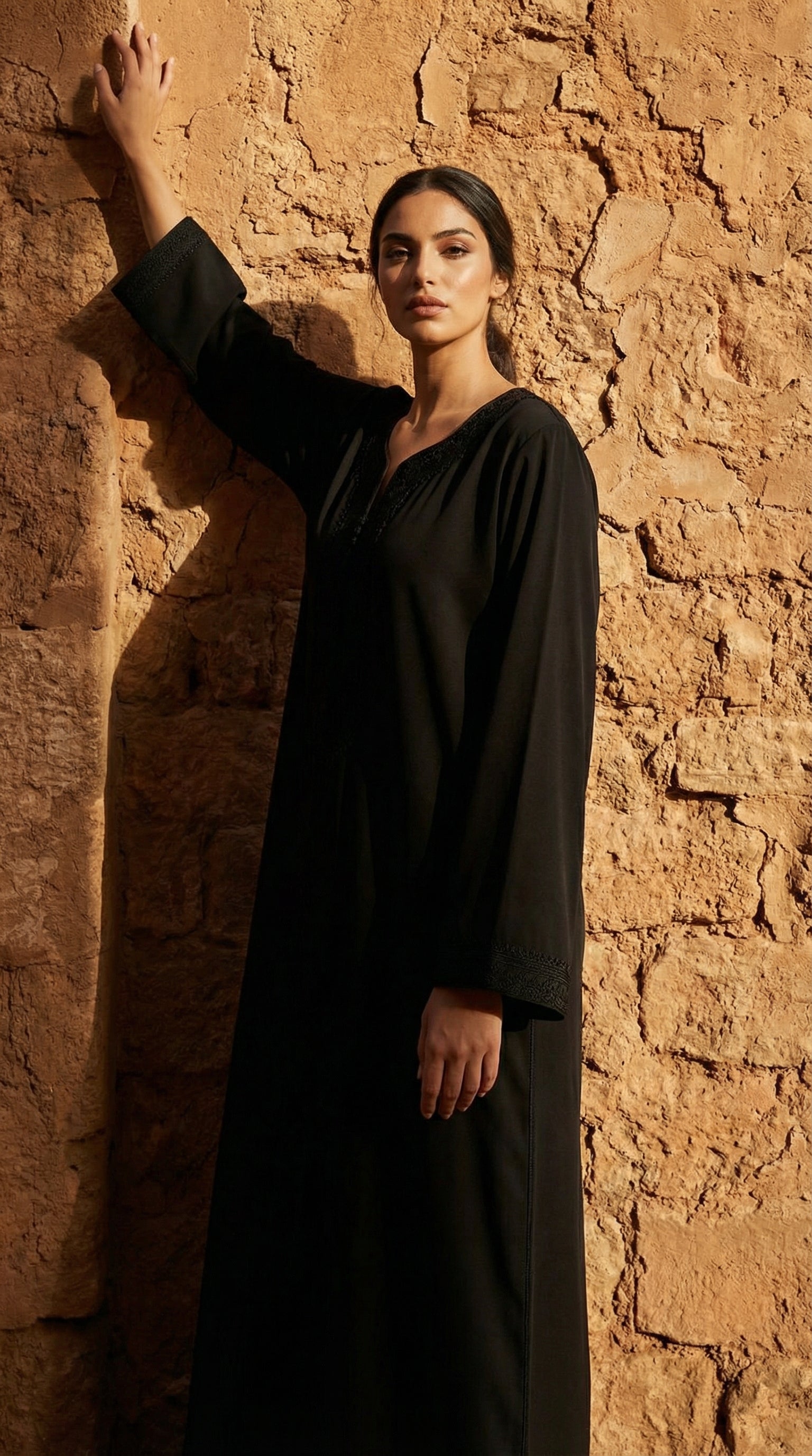Woman Djellaba - Amazigh Black Embroidered Traditional Style - Product Image 2