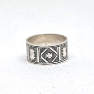 Handmade Sterling Silver Tuareg Cross Ring: Engraved Berber Ethnic Tribal Jewelry