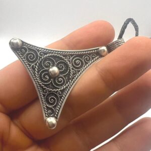 African Berber Amulet Sterling Silver Pendant Necklace: Tuareg Cross Spiral Boho Gypsy Boho