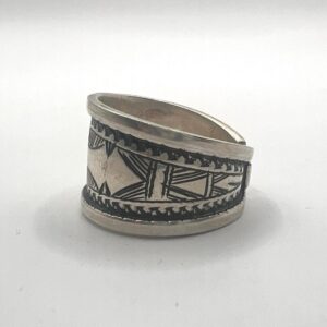 Tuareg Sterling Silver Amazigh Ring - Ethnic Engraved Berber Tribal African Boho (Size 56 FR)