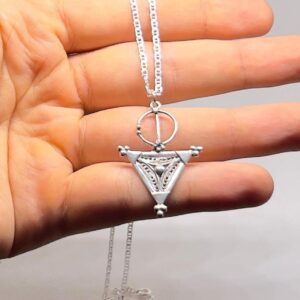 Berber Sterling Silver Fibula Necklace: Amazigh Jewelry