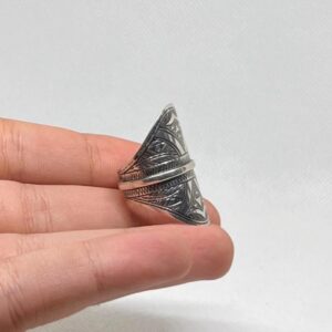 Berber Sterling Silver Ring: Engraved Tuareg Tribal Jewelry, Size 9