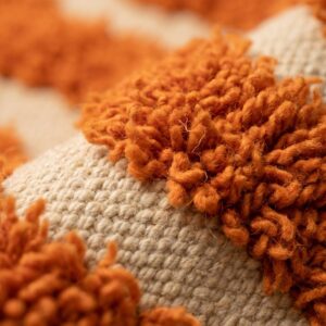 Rug - Ivory Orange Zigzag Wool Rug - Handmade Berber Wave Rug - Terracotta Boho Area Rug - Abstract Stripe Carpet - Multiple Sizes