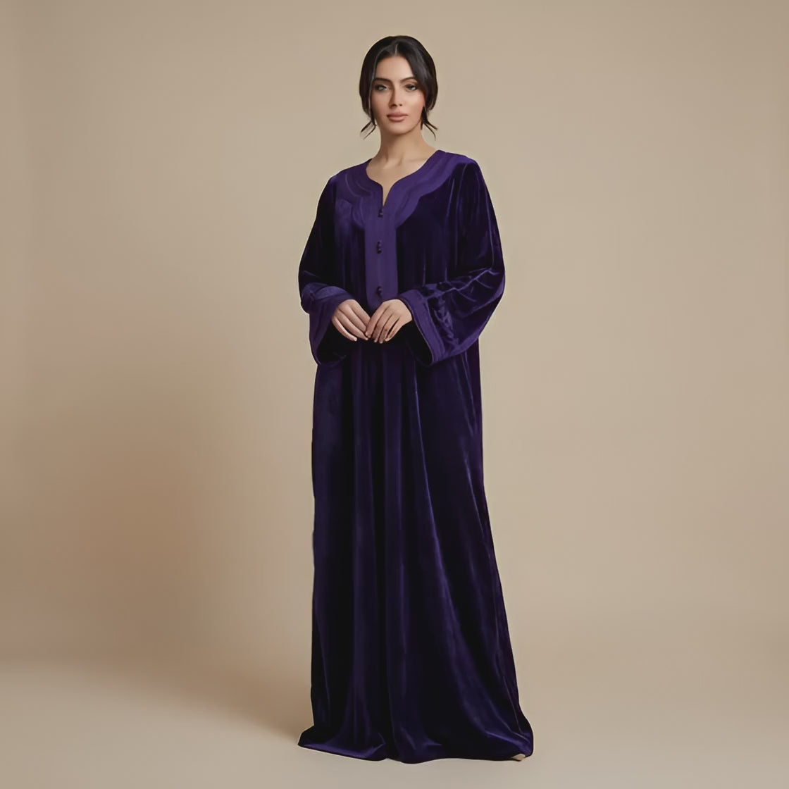 Plum Velvet Kaftan - Amazigh Occasion Wear - Product Image 4