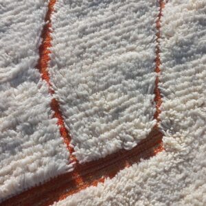 Beni Ourain Rug - Ivory Orange Wool Rug - Handmade Abstract Rug - Fluffy Boho Area Rug - Terracotta Berber Carpet - Multiple Sizes