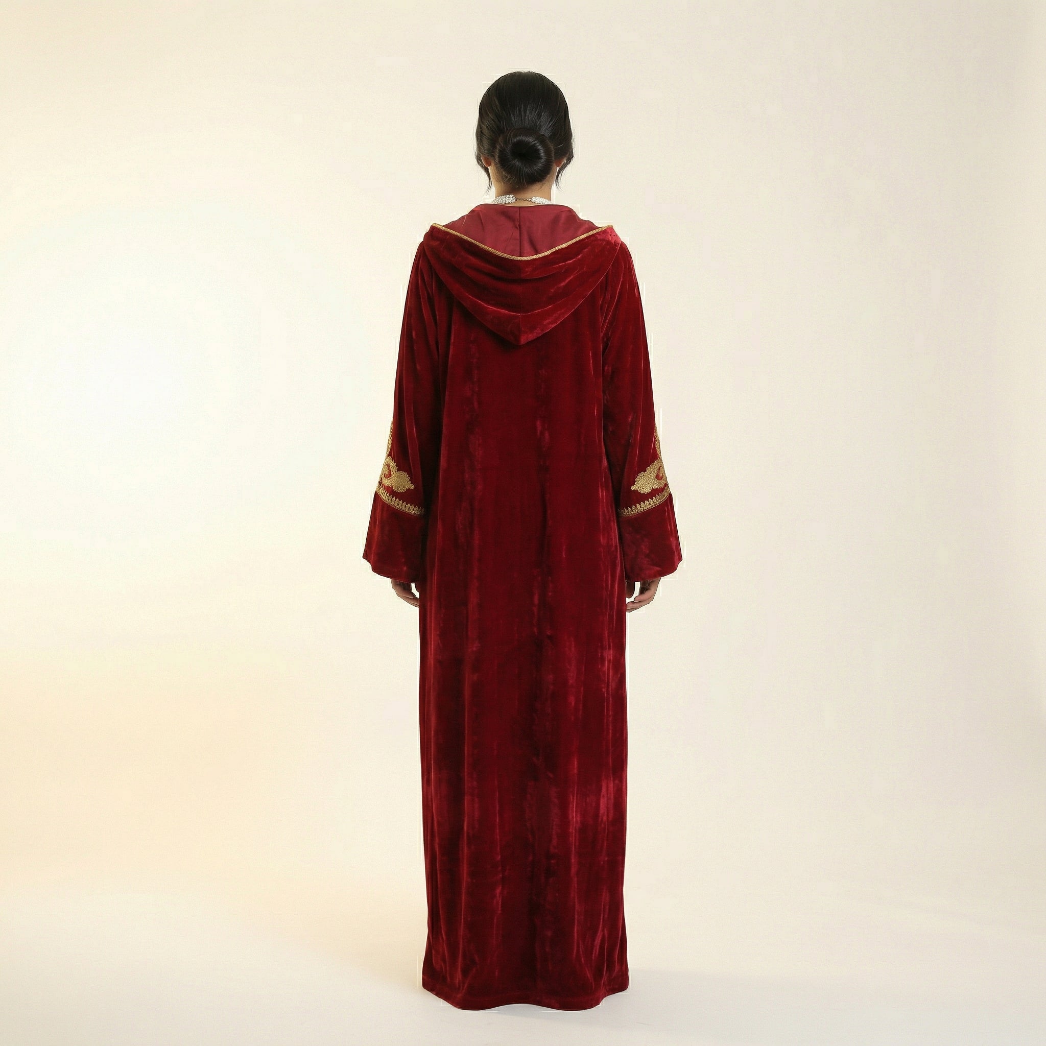 Velvet Djellaba - Amazigh Red Occasion Wear