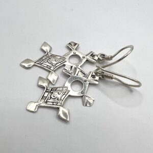 Tuareg Croix du Sud Sterling Silver Spiral Bohemian Cross Earrings: Berber Tribal Ethnic Jewelry