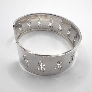 Yaz Z Sterling Silver Berber Symbol Tifinagh Bangle Bracelet: Handmade Amazigh Tribal Bangle