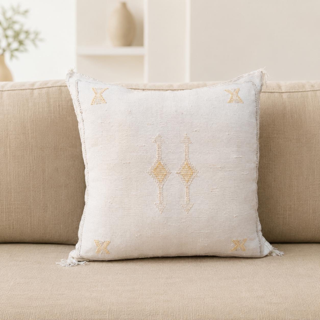 Berber White Cactus Pillow