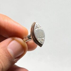 Handmade Amazigh Vintage Sterling Silver Tuareg Ring: Ebony Inlay, Size 7 US, 56 EU