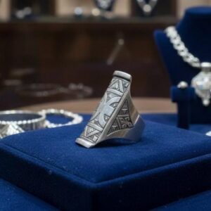 Handmade Sterling Silver Berber Ring: Tribal Yaz Symbol, Size 8