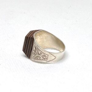 Handmade Sterling Silver Tuareg Ring: Ebony Inlay, Berber Tribal Jewelry