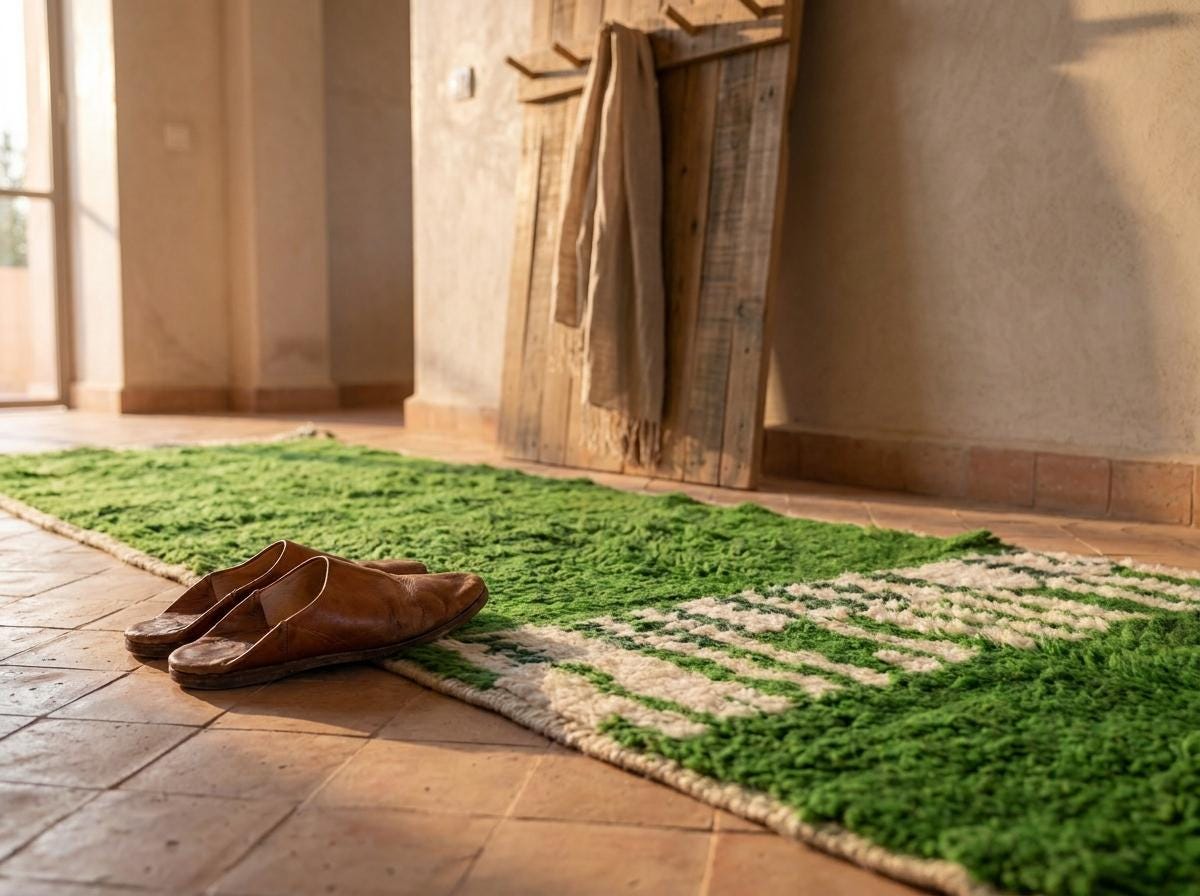 Berber Green Hallway Rug