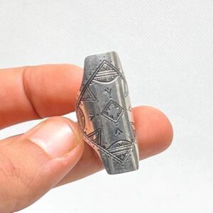 Handmade Engraved Tuareg Long BohoTribal Sterling Silver Berber Ring: Size 7 US