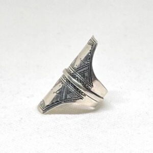Berber Sterling Silver Ring: Engraved Tuareg Tribal Jewelry, Size 10