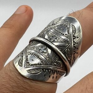 Tuareg Sterling Silver Ring: Berber Tribal Boho Ethnic Jewelry (Size 11)