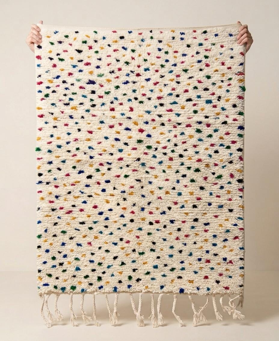 Handmade Polka Dot Rug - Colorful Confetti Beni Ourain Rug - Shaggy Wool Carpet - Boho Nursery Area Rug - Funky Berber - Custom Size