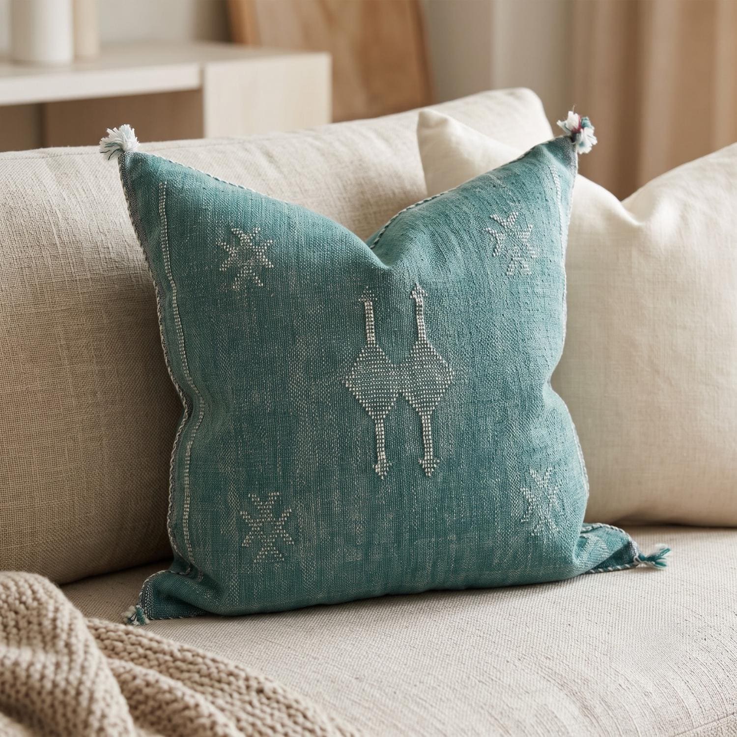 Berber Cactus Silk Handmade Sabra Cushion Cover Pillow