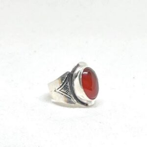 Tuareg Handmade Sterling Silver Carnelian Ring: Berber Tribal Jewelry, Size 8 US