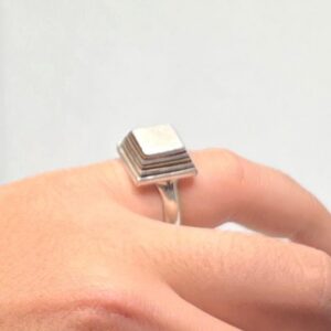 Handmade Tuareg Sterling Silver Ring: Vintage Ebony Inlay, Size 9 / 59 / 60 EU