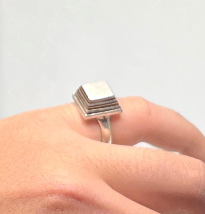 Handmade Tuareg Sterling Silver Ring: Vintage Ebony Inlay, Size 9 / 59 / 60 EU