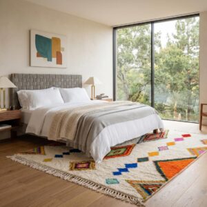 Azilal Diamond Chain Rug, Rainbow Wool Carpet, Hand Knotted Berber Shag (Custom)
