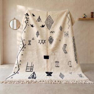 Berber Cream & Black Azilal Rug