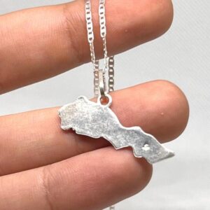 Handmade Map Pendant Necklace in Sterling Silver 925 : Berber Jewelry