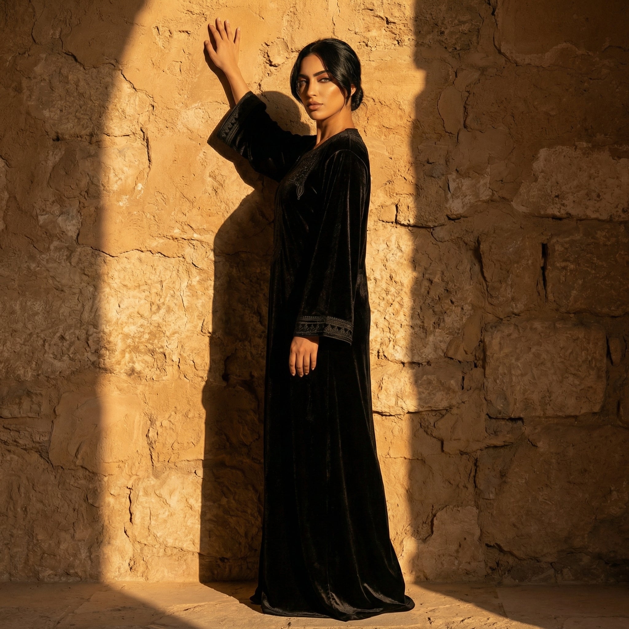 Velours Kaftan - Black Velvet Ceremony Wear