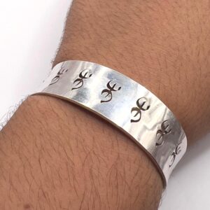 Yaz Z Sterling Silver Berber Symbol Tifinagh Bangle Bracelet: Handmade Amazigh Tribal Bangle