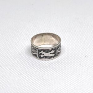 Handmade Sterling Silver Tuareg Cross Ring: Engraved Berber Ethnic Tribal Jewelry