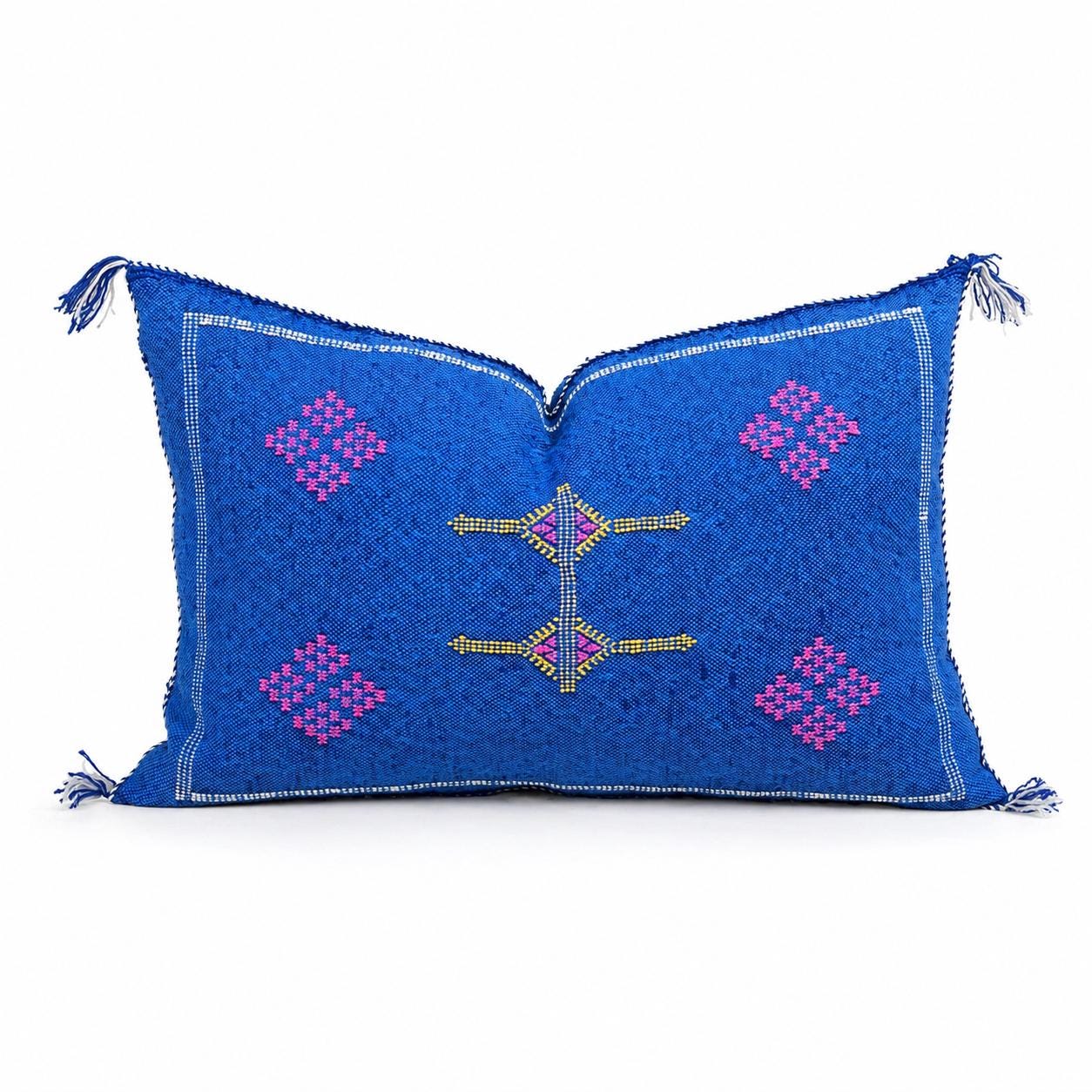 Amazigh Cactus Silk Cover 12x20 Handmade Lumbar Pillow