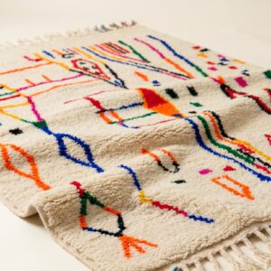 Orange Azilal Rug - Colorful Wool Rug - Handmade Graphic Rug - Red Navy Boho Area Rug - Tribal Berber Carpet - Multiple Sizes